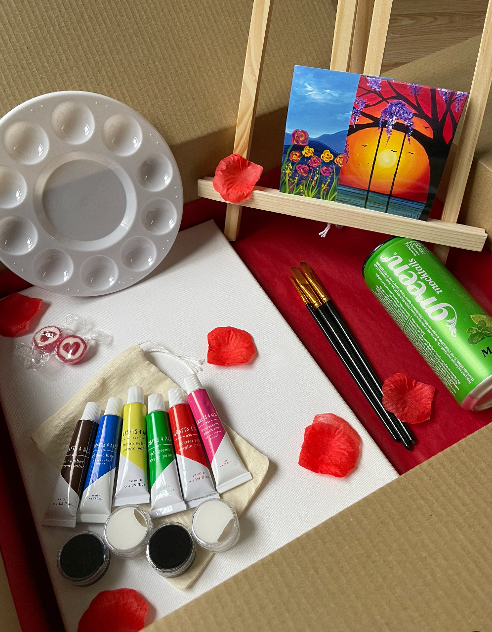 Valentines Sip and Paint Kit for One